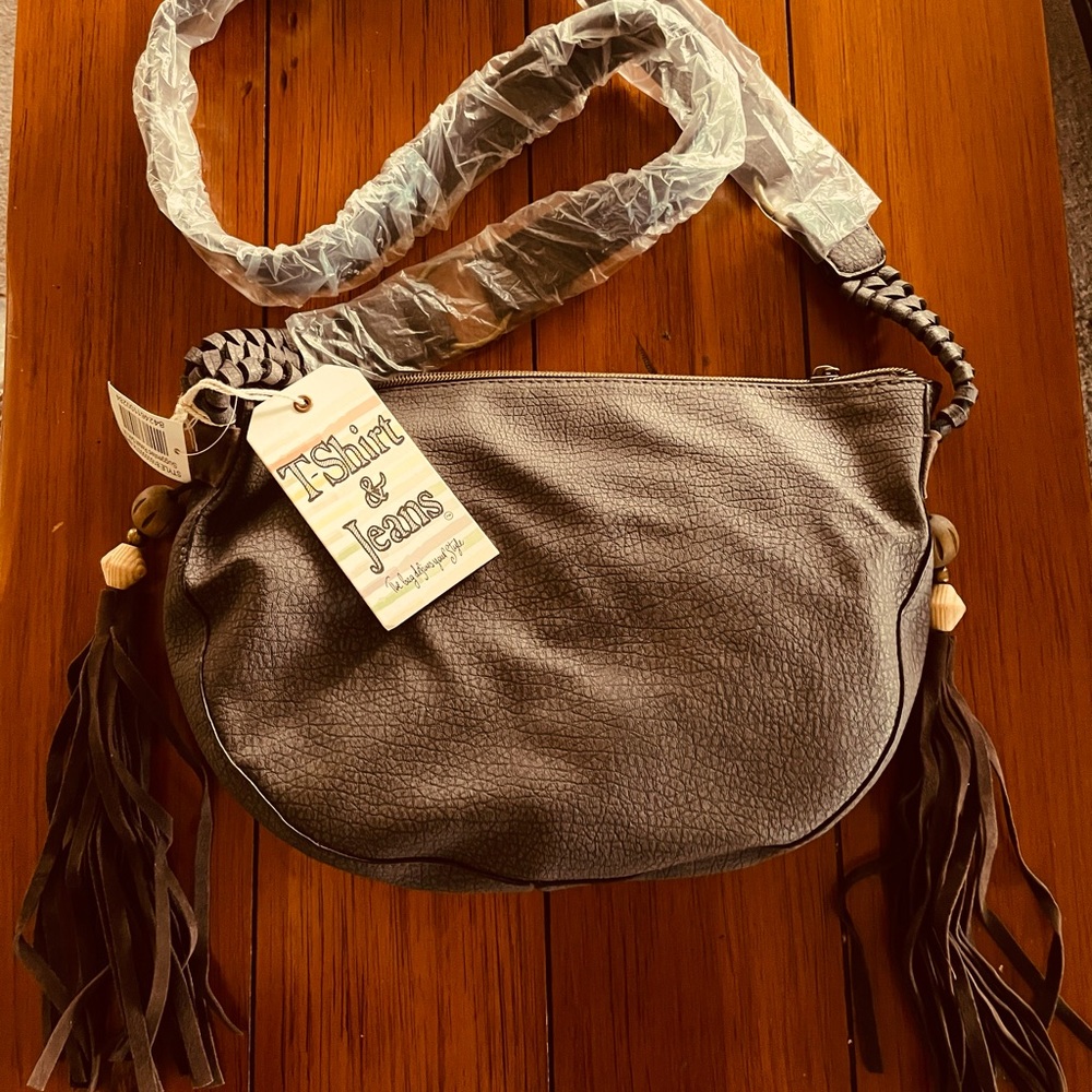 NEW T-Shirt & Jeans Brown Suede Tassel Handbag.